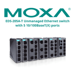 EDS-205A-T Unmanaged Ethernet switch with 5 10/100BaseT(X) ports Moxa