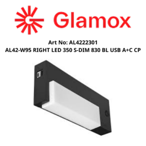 Art No: AL4222301 AL42-W95 RIGHT LED 350 S-DIM 830 BL USB A+C CP Glamox