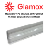 Model:  DIFF PC MIR/MIL 36W/1200 G1 PC Clear polycarbonate diffuser Glamox