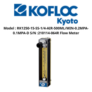 Model RK1250-15-SS-14-AIR-500MLMIN-0.2MPA-0.1MPA-D SN 210114-064R Flow Meter Kofloc
