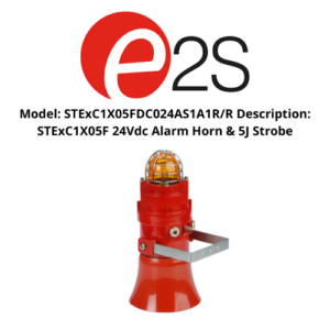 Model STExC1X05FDC024AS1A1RR Description STExC1X05F 24Vdc Alarm Horn & 5J Strobe E2S